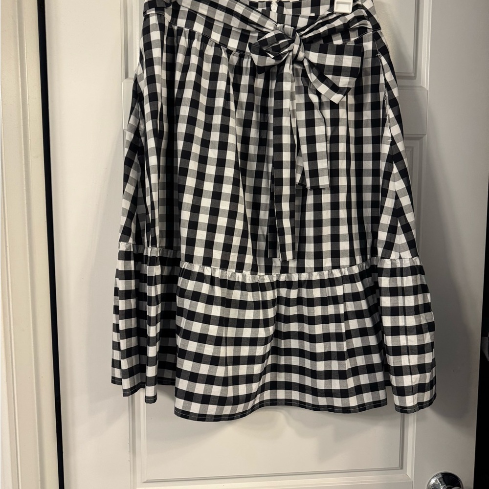 J. Crew Black and White Midi A-Line Skirt